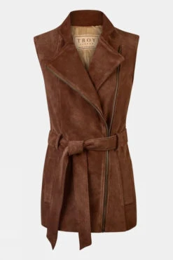 Troy London Womens Belted Suede Jacket