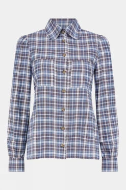 Troy London Womens Round Collar Check Shirt