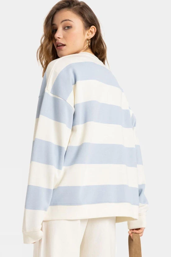 Roxy Womens Strictly Stripes Oversized Sweatshirt 3 Roxy Womens Strictly Stripes Oversized Sweatshirt - Image 3